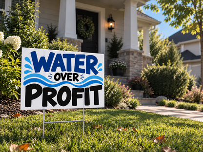 Water Over Profit | Clean Water Advocacy Yard Sign