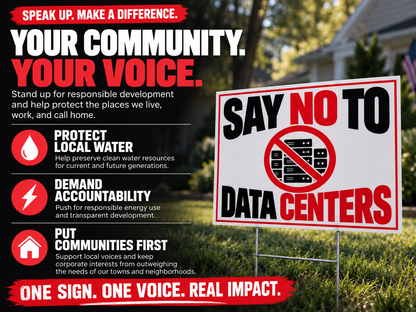 Say No to Data Centers Yard Sign – 24" x 18" | Includes Stakes